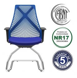 Cadeira Aproximação Bix  estrutura cromada e encosto em cores com braços reguláveis